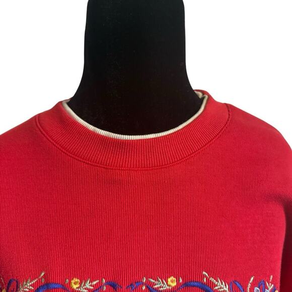 Vintage Alfred Dunner Women's Red Embroidered 90s Plaid Bears Sweatshirt Large - Picture 5 of 7